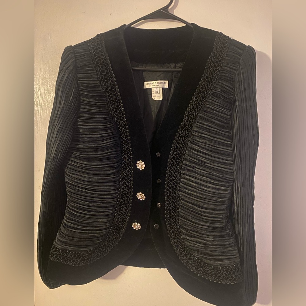 George F Couture Black Vintage Jacket Size 10